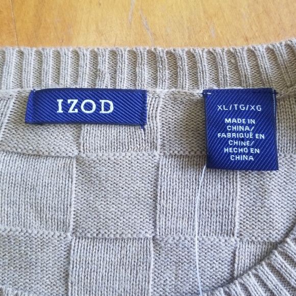 IZOD Camel Basketweave Pullover Sweater Size XL - Picture 5 of 8